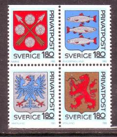 2730/1985瑞典，省徽，4全。
