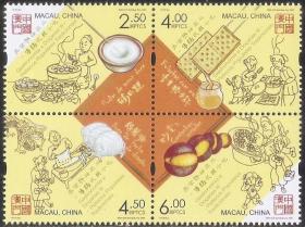 7791/2020中国澳门邮票，美食与甜品-传统民间小吃，4全。