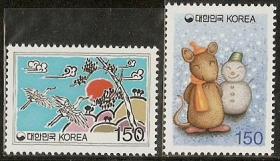 8718/1996韩国邮票，生肖鼠，2全。