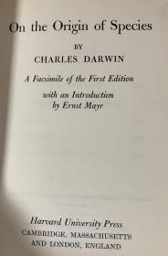 达尔文《物种起源》1859年首版 重印本   哈佛大学出版社