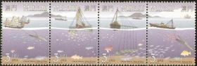 1996澳门邮票，航海术-渔网，4全。