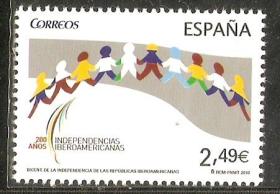 2010西班牙邮票，独立，1全。