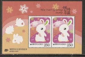 2011韩国邮票，生肖兔，小全张。