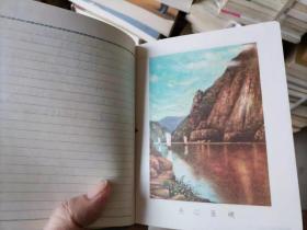 R7五十年代 《百花齐放》完整空白日记本 进口纸漆布面,2页彩图，张有字迹，其余空白，