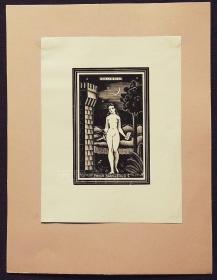 艺术家泽蒂藏书票原作，有“月光效应大师”之称
