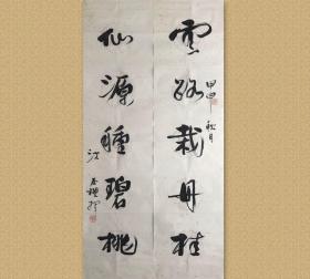 洪丕谟 (1940-2005)，1958年就读于上海市卫生局中医大专班。从事中医临床工作近20年。1981年弃医从文，到上海华东政法学院语文教研室执教，1986年在该院古籍整理研究所从事古代法律文献研究、副教授。中国书协学术委员会委员，上海书法家协会副主席。

保真，32x131cmx2，未裱，d0065