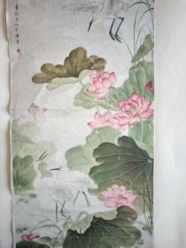 旧藏各家字画【荷花白鹭】叶矩吾作1959年一版一印。