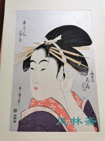 喜多川歌麿《雪月花 扇屋内花扇》云母摺豪华木版画 安达复刻六大师名画 日本浮世绘 大首美人像