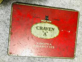 民国铁制烟盒【CRAVEN“A\"--黑猫】10*15厘米