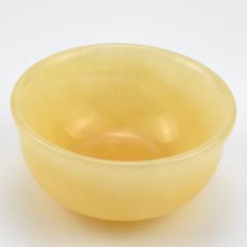 天然米黄玉碗 玉石茶具碗 黄玉小摆件碗 玉器摆件茶碗礼品