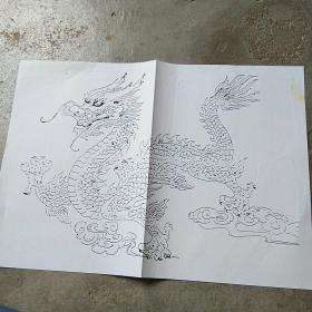山水花草动物人物卡通白描画（复印件）140张左右