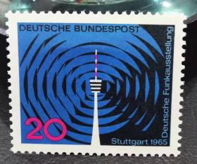 德国西德1965年邮票 无线电广播通信器材展览 1全新 原胶