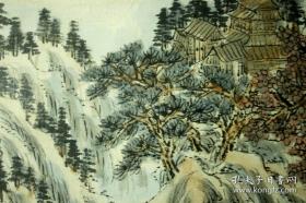 溥伒（1893—1966）一幅山水画，玻璃画框 【100%手绘。气泡膜包裹，带框邮寄。】