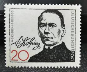 德国西德1965年邮票 雇工联盟创始人科尔平逝世百年 1全新 原胶