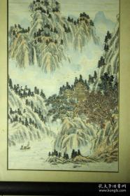 溥伒（1893—1966）一幅山水画，玻璃画框 【100%手绘。气泡膜包裹，带框邮寄。】