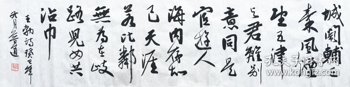 普通法师书法作品 南京白云堂画廊保真 释普通书法作品136x35cm