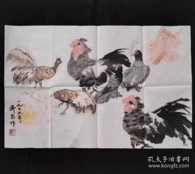 方济众书法字画家禽动物，保手绘。画心尺寸68×45cm