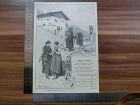 【现货 包邮】1890年小幅木刻版画《职业女性朝圣者》（professions wallfahrerinnen)尺寸如图所示（货号400958）