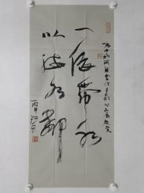 保真书画，张江舟书法一幅，软片，尺寸96.5×45cm，张江舟，中国国家画院副院长、院委、一级美术师、西安美术学院博士生导师、俄罗斯国家艺术科学院荣誉院士、中国美术家协会理事、中宣部文化名家暨“四个一批”人才、文化和旅游部优秀专家、享受国务院政府特殊津贴专家。