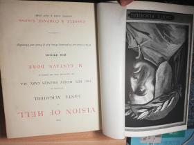 对开本 The Vision of Hell by Dante Alighieri 含Gustave Dore多雷76副整版版画  34  x 26.5 cm  重约3.1KG  三面书口花纹