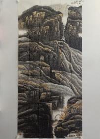 保真，北京画家刘万友大幅山水画一幅《铁壁太行》，尺寸179×84cm