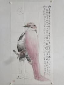 保真书画，杨俭朴四尺整纸人物画佳作一幅137×69cm。 杨俭朴，1957年生于四川南充。现为中国美术家协会会员。当代优秀水墨画家。2012年当选21世纪最具收藏价值与升值潜力的人物画100家，2017年当选全球水墨画500强。作品多次参加省、市、全国以及海外画展并有部分作品获奖。多次参加国内外学术邀请展，入编多部大型画册并发表于多家报刊杂志。