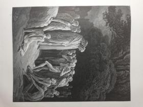 补图勿拍 大开本 The Vision Of Purgatory and Paradise By Dante Alighieri 含Gustave Dore 多雷60副整版版画  34  x 26.5 cm  重3.1KG  三面书口花纹