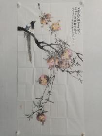 保真，当代实力派画家，天津美院教师王少桓四尺整纸国画《石榴图》精品一幅，欢迎鉴赏交流！