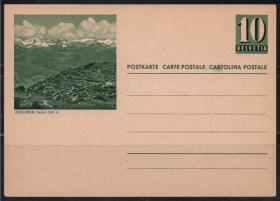 瑞士邮资明信片，瓦莱州度假圣地马特洪峰，雪山、冰川、小镇