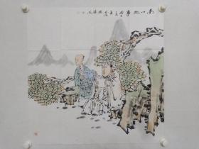 保真书画，张积成四平尺斗方人物画佳作一幅，张积成，中国美术家协会会员，民革中央画院专职画家，作品获第二届美术金彩奖提名奖，第二届中国美术家协会会员中国画精品展优秀奖。