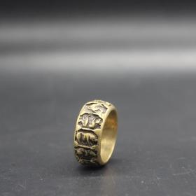 古玩杂项收藏仿古十二生肖戒指铜戒指