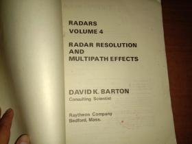 RADARS VOLUME4 RADAR RESOLUTION AND MULTIPATH EFFECTS（雷达 第4卷 雷达分辨力与多路径效应）英文版【馆藏品相如图内页干净完整】