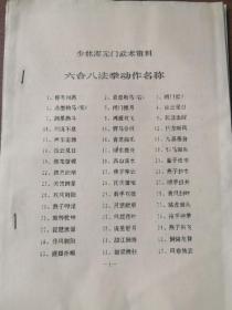 少林混元门武术资料六合八法拳动作名称共7页许王先师武术活动及学术观简介手稿