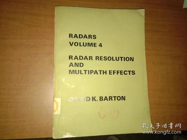 RADARS VOLUME4 RADAR RESOLUTION AND MULTIPATH EFFECTS（雷达 第4卷 雷达分辨力与多路径效应）英文版【馆藏品相如图内页干净完整】