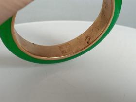 清代传世钳金镶嵌满绿翡翠冰种手镯1