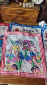 90-00年代卡通人物儿童小手帕一组6只合售黑猫警长数码宝贝虹猫蓝兔等。第贰组