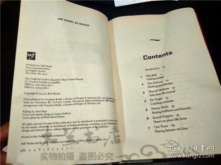 原版英法德意等外文 THE UNOFFICIAL GUIAE TO BASEBALL'S MOST UNUSUAL RECORDS BOB MACKIN 2004年 大32开硬精装