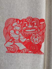 中国民间剪纸 扬州剪纸 狮子舞 四张 封套约小三十二开