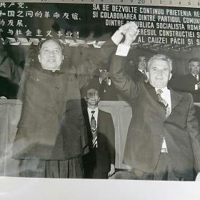 稀见！！，大照片〈30.7x23㎝〉~华国锋主席访问罗马尼亚，华主席与齐奥塞斯库在一起……