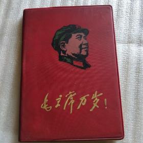 老日记本：毛主席万岁(塑封软精装，空白未使用，扉页是1977年通辽市糖厂工会委员会赠，内有习武彩色插图)广东省汕头市文具厂1977年出品