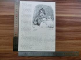 【现货 包邮】1890年小幅木刻版画《加利西亚人》(gallegos)尺寸如图所示（货号4010012）