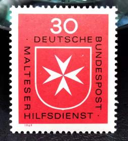 10A 西德1969年邮票 马耳他救济服务机构 1全新 原胶全品