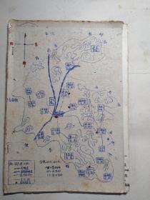 五六十年代 辽宁人民银行在开原、铁岭、昌图、法库、辽中、新民等地的网点分布图十张  手绘 资料难得，图16开 8开