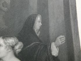 【百元包邮】《看望修女》（THE VISIT TO THE NUN） 1856年 钢版画 源自艺术日志  纸张尺寸约31.8×23.5厘米（编号AJ0962）