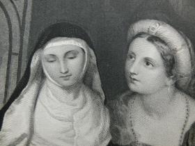 【百元包邮】《看望修女》（THE VISIT TO THE NUN） 1856年 钢版画 源自艺术日志  纸张尺寸约31.8×23.5厘米（编号AJ0962）