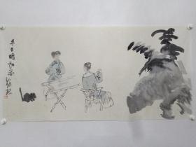 保真书画，张向钧四尺整纸国画一幅66×134cm画心有裂口，托一下就好。张向钧，现为中国美术家协会会员、广东画院签约画家、广东省中国画学会副秘书长、国家文化部中外文化交流中心国韵文华书画院特聘画家、中央文史馆书画院南方分院特聘画家，珠海市古元美术馆研究策划部主任、珠海画院画家、珠海市美协中国画艺委会副主任。作品曾十一次参加中国美协主办的全国性画展，出版多册作品集。