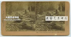 清末民国时期立体照片----清代驻扎在菲律宾伊穆斯路一带的美军士兵进行射击训练