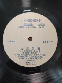 33⅓大版黑胶唱片：DL-0014   女声独唱    大海的歌   渔村摇篮曲 我爱军港的早晨 绿濛濛的春雨 春姑娘从天边飞来 渔村升起缕缕炊烟 这里已经是春天 我爱 我愿做一只洁白的海鸥 等17首歌曲           无封套共1张售      CP：HJ023