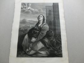 【百元包邮】《圣凯瑟琳》（ST.CATHERINE） 1856年 钢版画 源自艺术日志  纸张尺寸约31.8×23.5厘米（编号AJ0968）