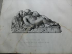 【百元包邮】《 熟睡的儿童》（THE SLEEPING CHILDREN）） 1856年 钢版画 源自艺术日志  纸张尺寸约31.8×23.5厘米（编号AJ0976）